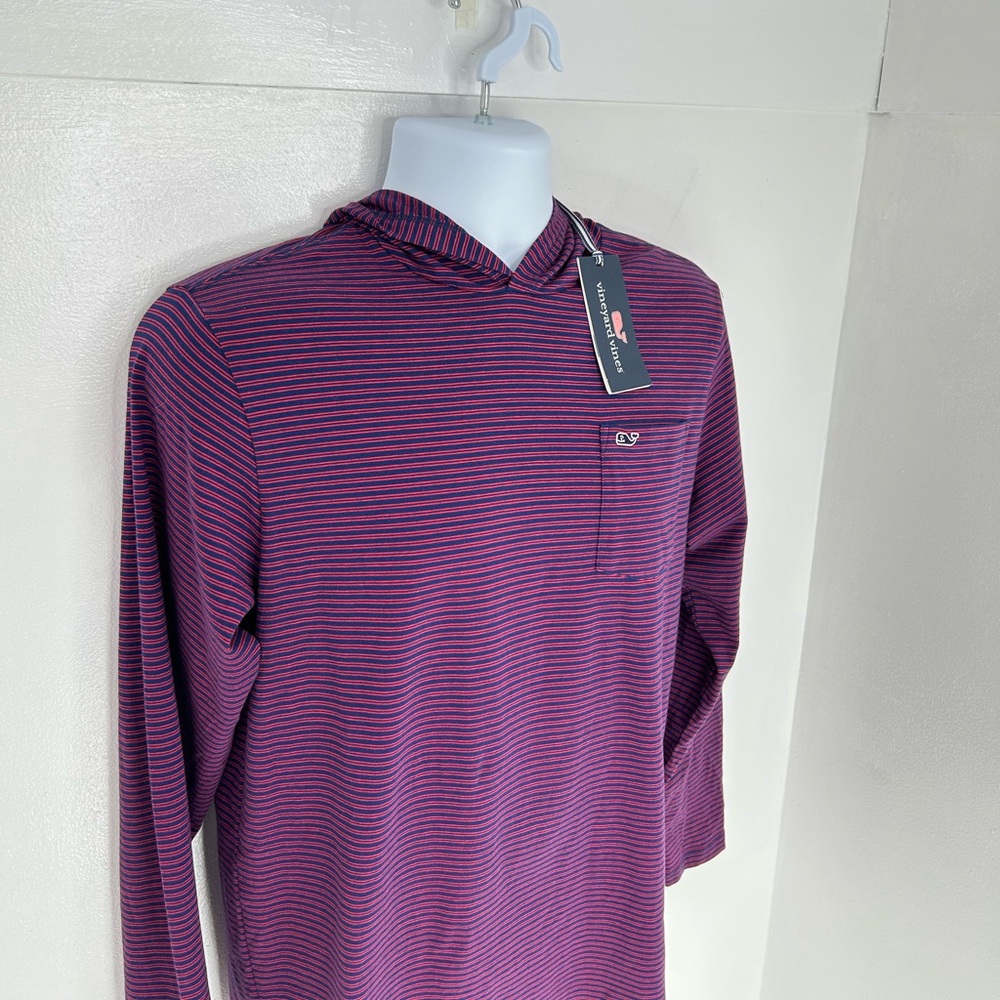 Vineyard Vines NWT Edgartown Jersey Hooded Polo Shirt Boys XL Stripes Preppy $42 - Picture 4 of 12